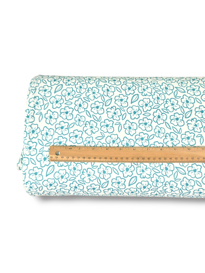 *Unique Design* Willow Ribbed Knit Sketched Blooms Aqua