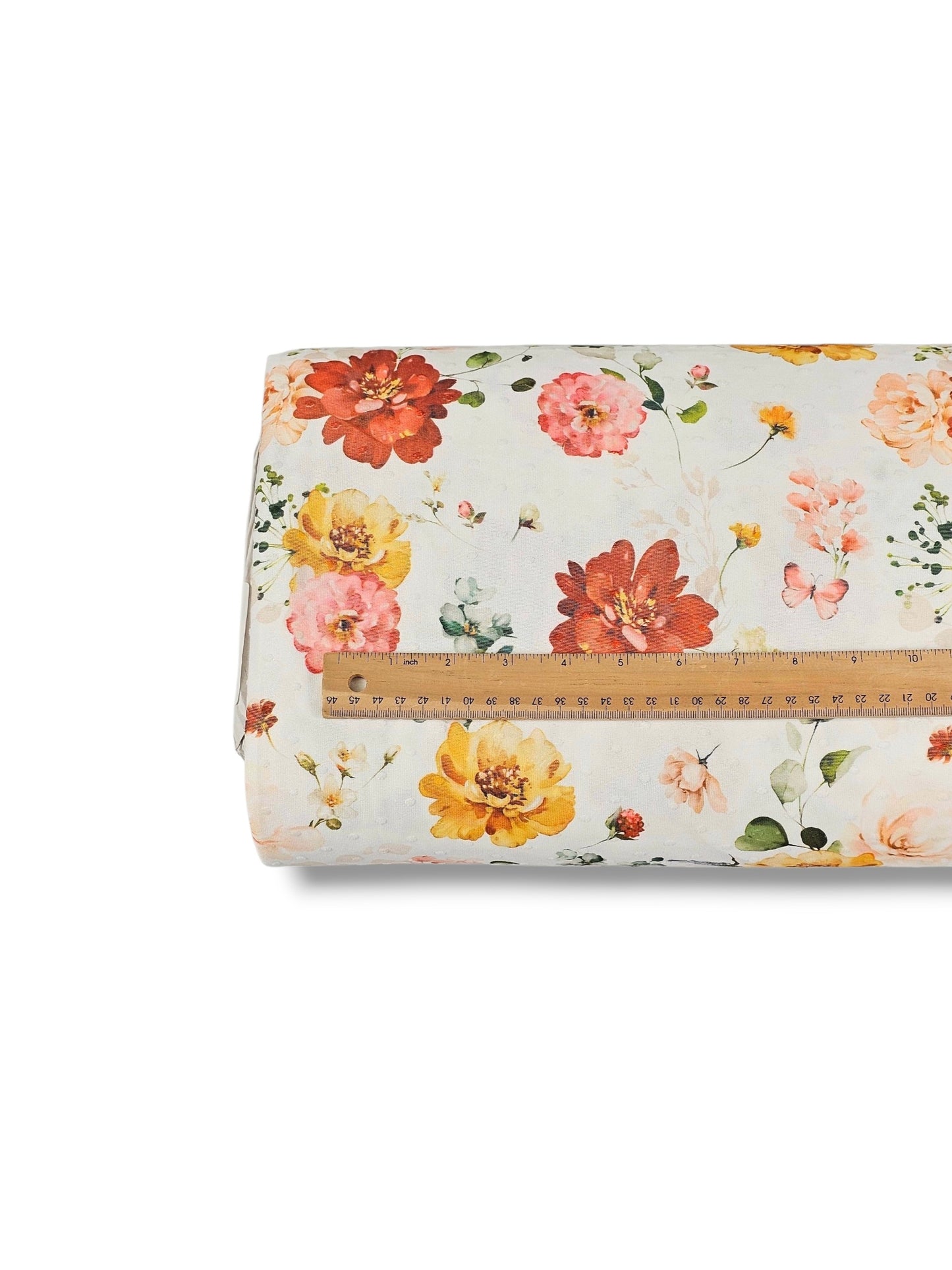 *Unique Design* Swiss Dot Knit Bright Botanicals White
