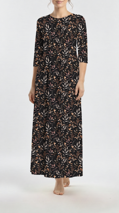 *Unique Design* Ribbed Knit Cotton Feel Forest Floor Black