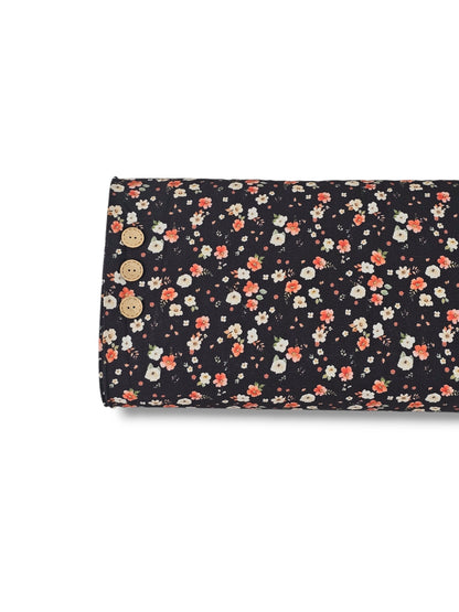 * Unique Design * Crinkled Crepe Crimson Meadow Black
