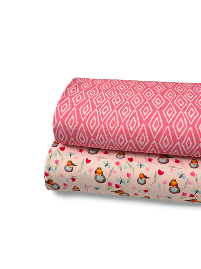 *Unique Design* Crinkled Crepe Diamond Drift Pink