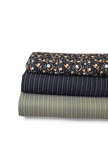 * Unique Design * Crinkled Crepe Willow Stripe Charcoal