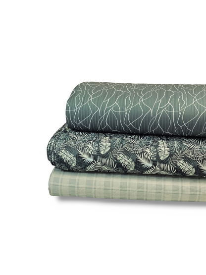 * Unique Design * Ribbed Knit Cotton Feel Geometric Sketch Pine Green