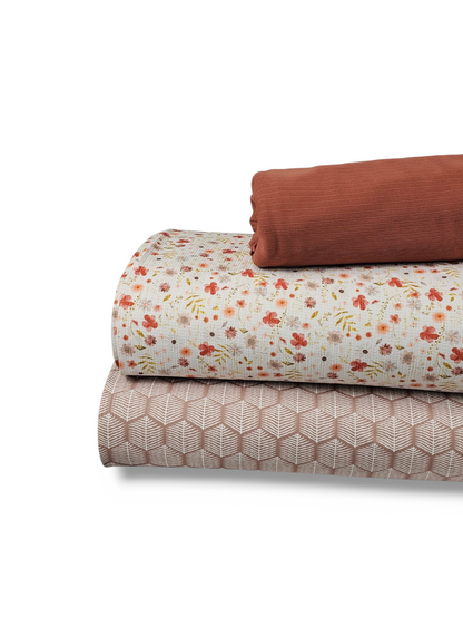 * Unique Design * Pointelle Autumn Gold Blooms Cream