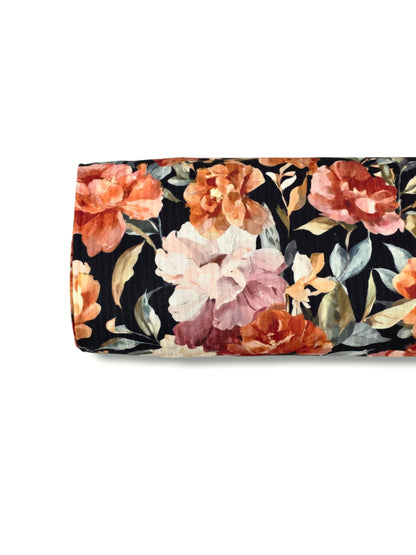 * Unique Design * Ribbed Knit Cotton Feel Painted Peony Black