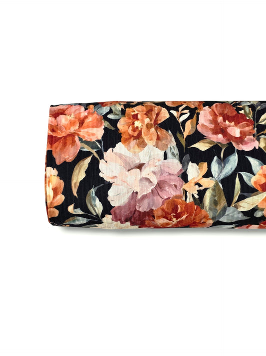 * Unique Design * Ribbed Knit Cotton Feel Painted Peony Black