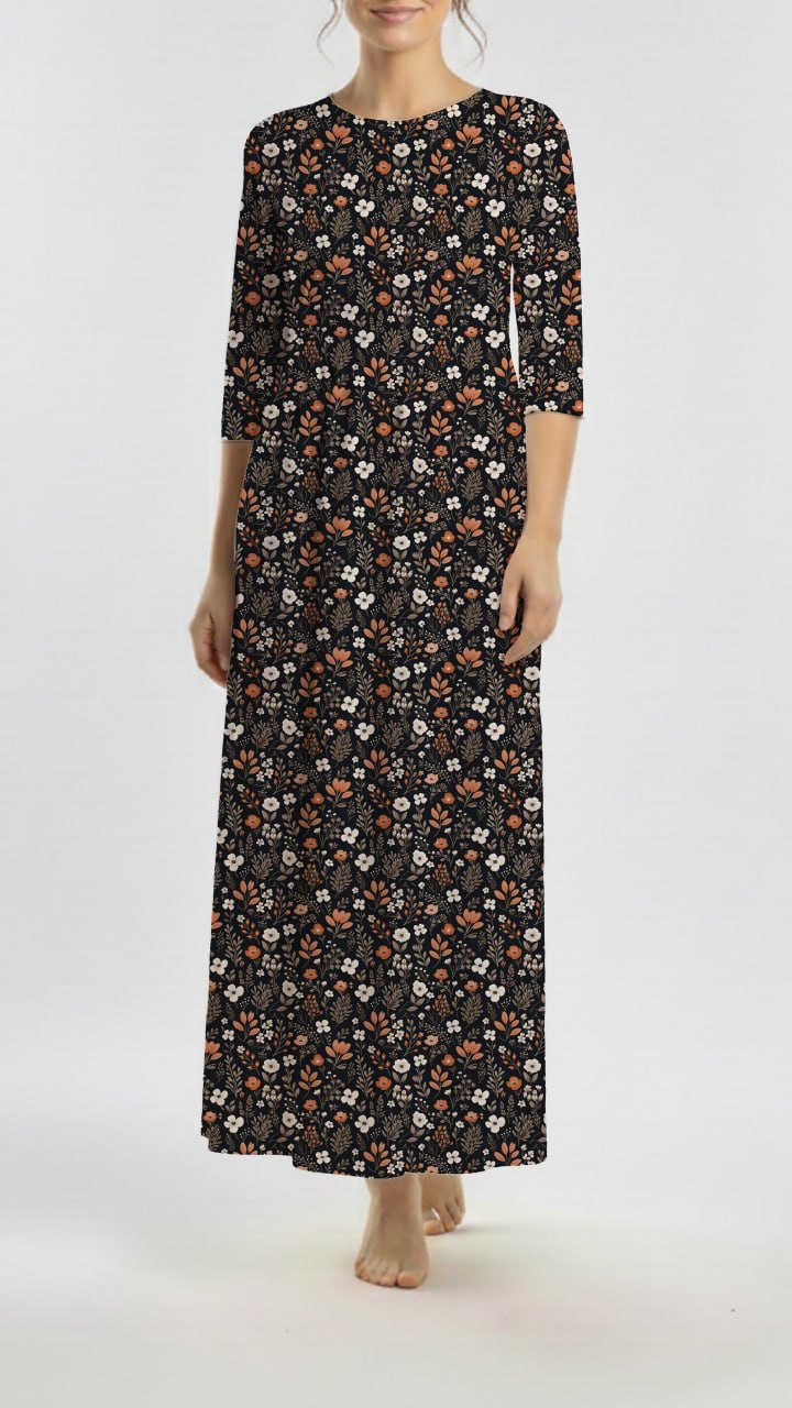 *Unique Design* Tricot Knit Harvest Blooms Black