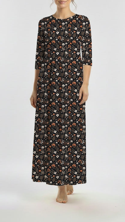 *Unique Design* Tricot Knit Harvest Blooms Black