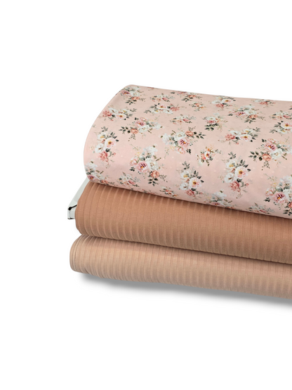 * Unique Design * Swiss Dot Knit Cottage Bouquets Soft Pink