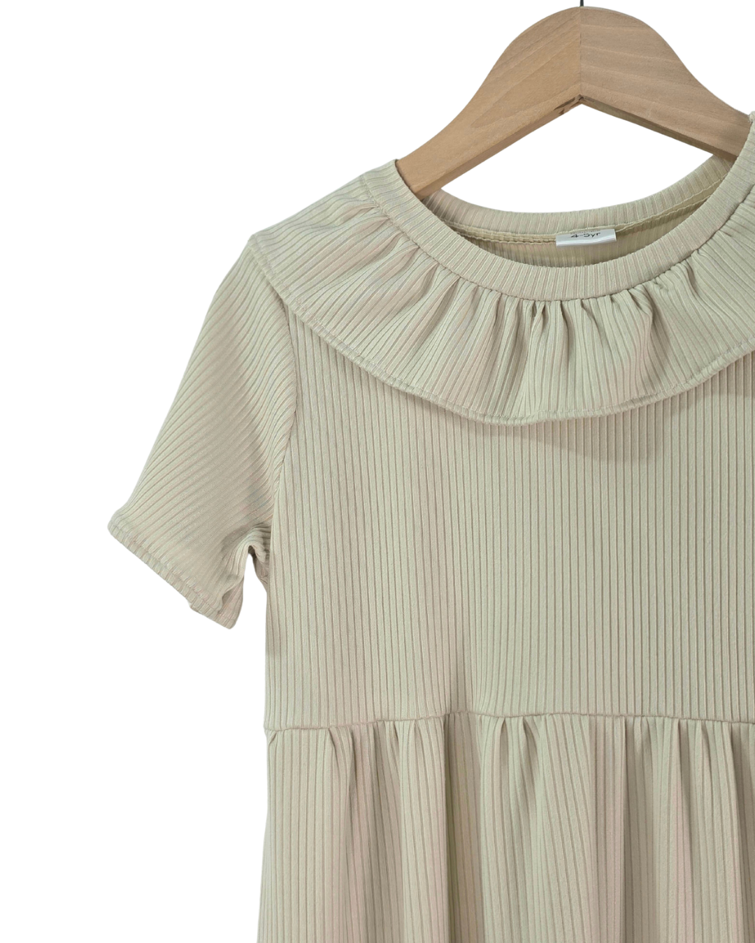 4-5 Yr Ribbed Knit Solid Taupe Dress