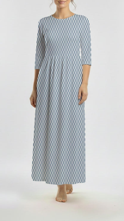 *Unique Design* Willow Ribbed Knit Modern Grid Dusty Blue