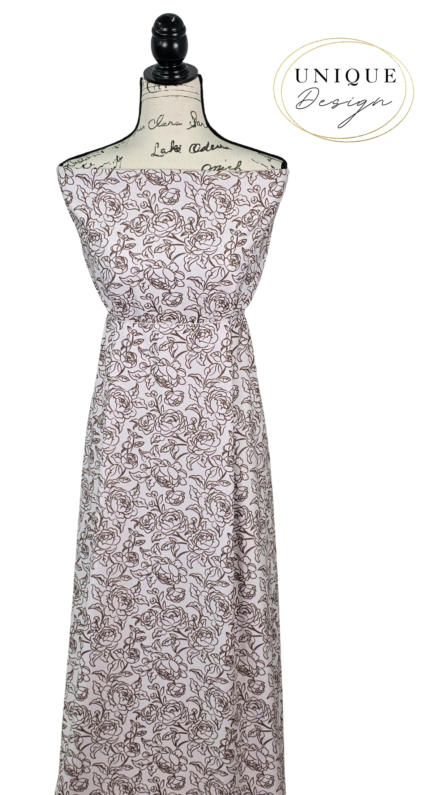 * Unique Design * Swiss Dot Knit Whispering Blooms Brown