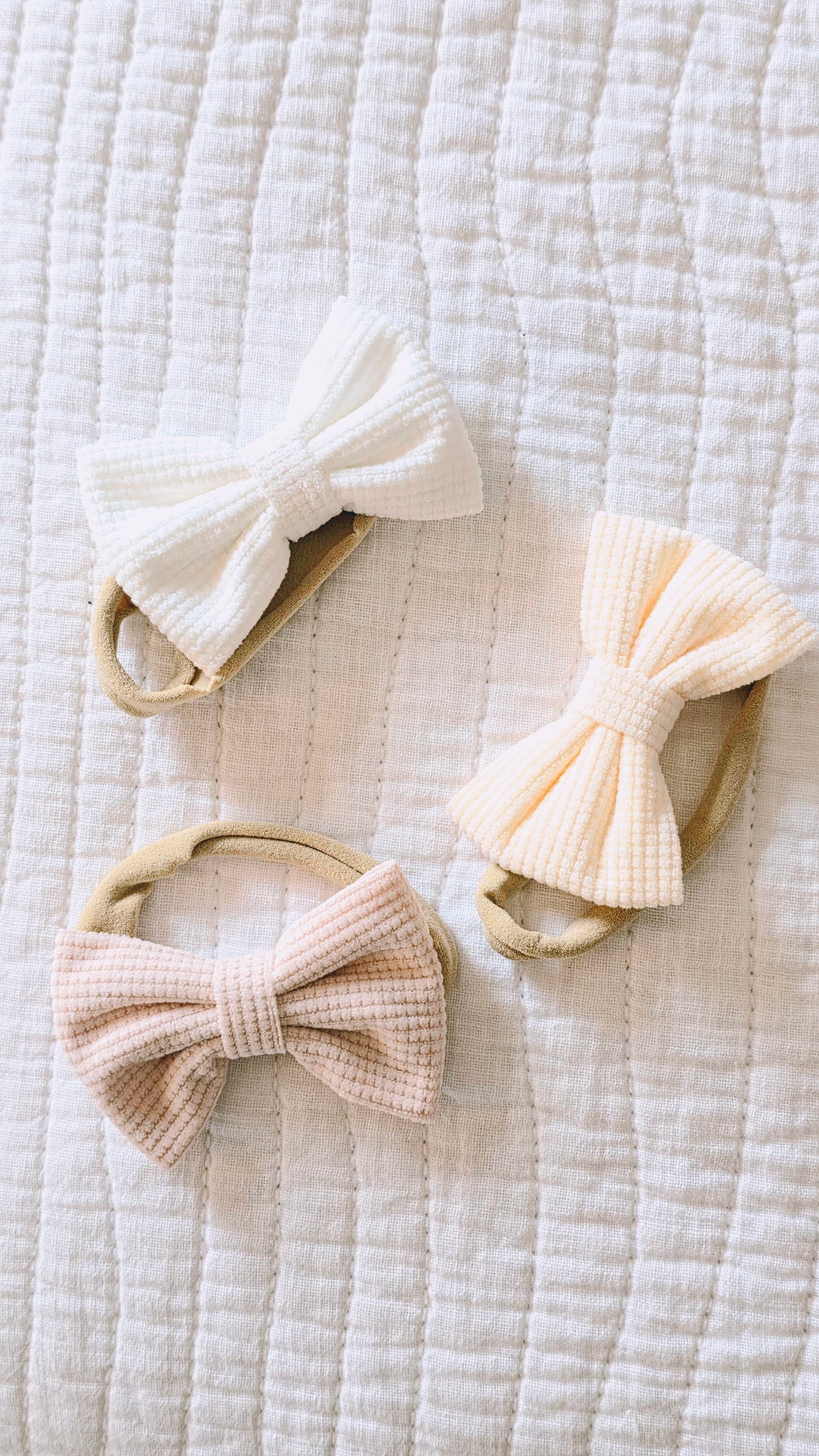 Corduroy Solid Bow Headbands 3 pc.