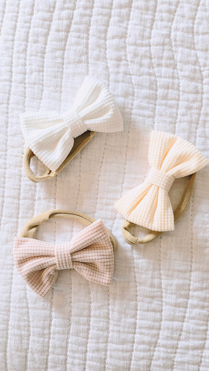 Corduroy Solid Bow Headbands 3 pc.