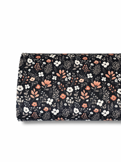 *Unique Design* Tricot Knit Harvest Blooms Black