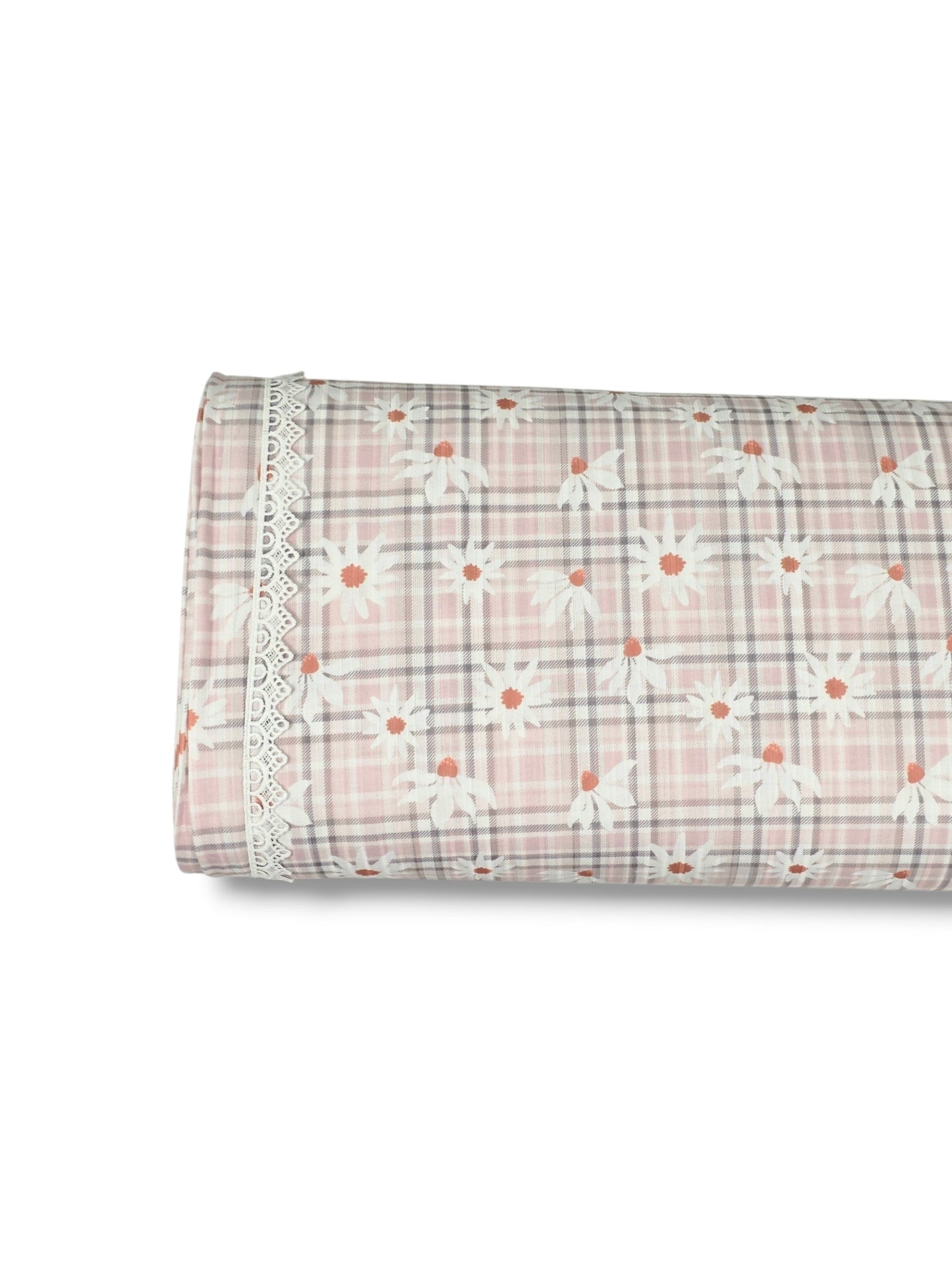 * Unique Design * Ribbed Knit Cotton Feel Daisy Plaid Pink