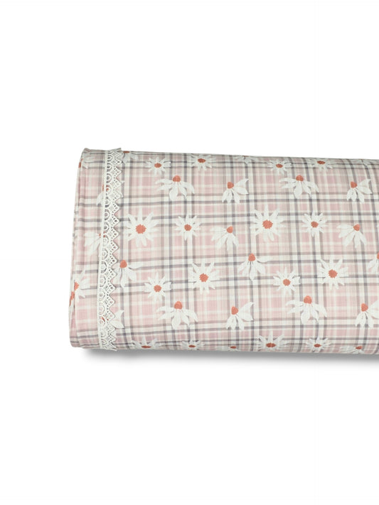 * Unique Design * Ribbed Knit Cotton Feel Daisy Plaid Pink
