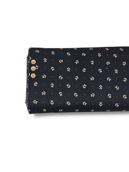 * Unique Design * Willow Ribbed Knit Moonlit Sprigs Black