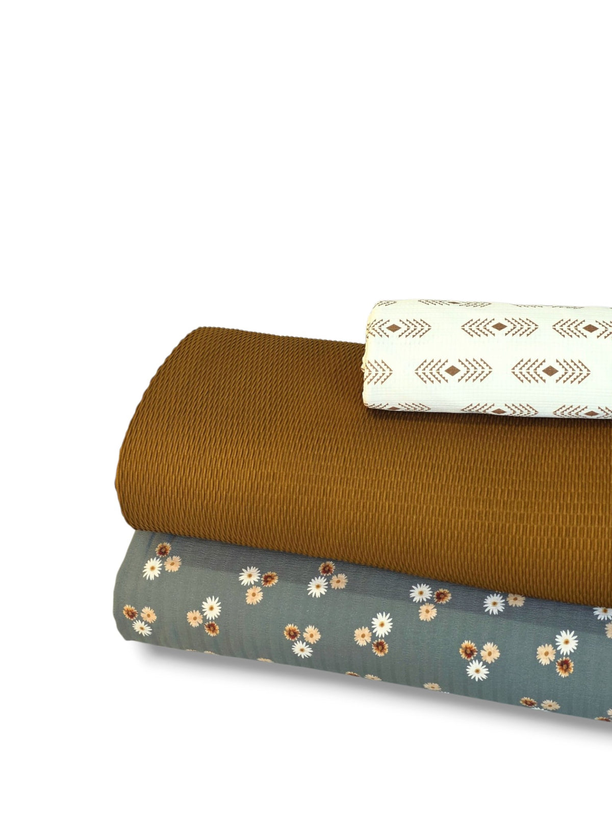 *Unique Design* Crinkled Crepe Triple Daisy Smoke Green