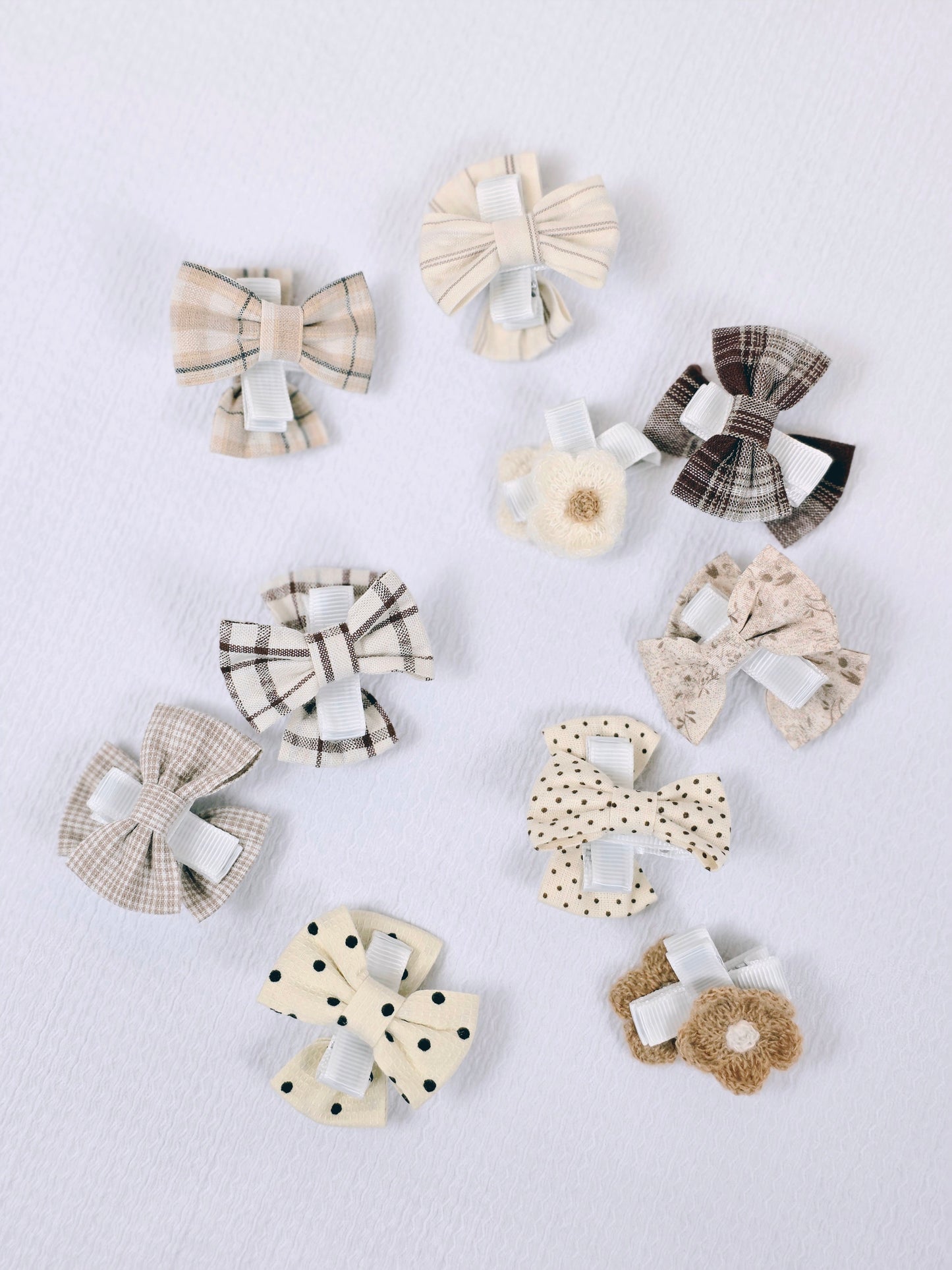Mini Bow Hair Clip Set -Neutral Tan 20 pc.