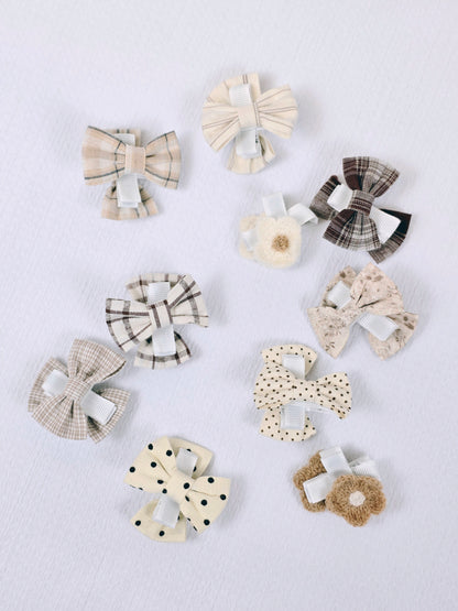 Mini Bow Hair Clip Set -Neutral Tan 20 pc.