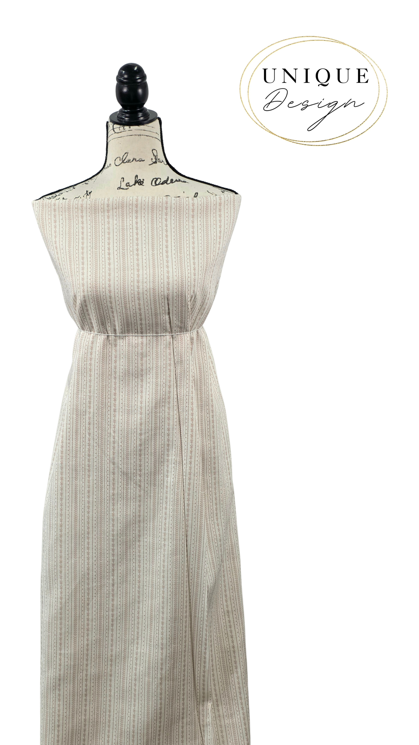 * Unique Design * Linen Botanical Stitch Beige