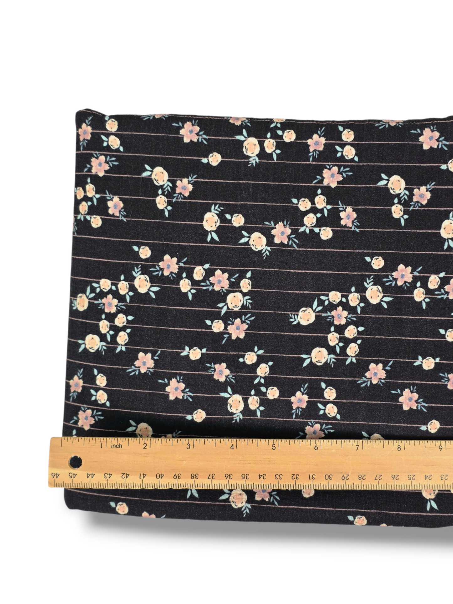 * Unique Design * Crinkled Crepe Rambling Rose Lines Black