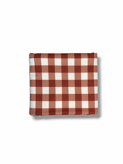 *Unique Design* Willow Ribbed Knit Fall Gingham Rust