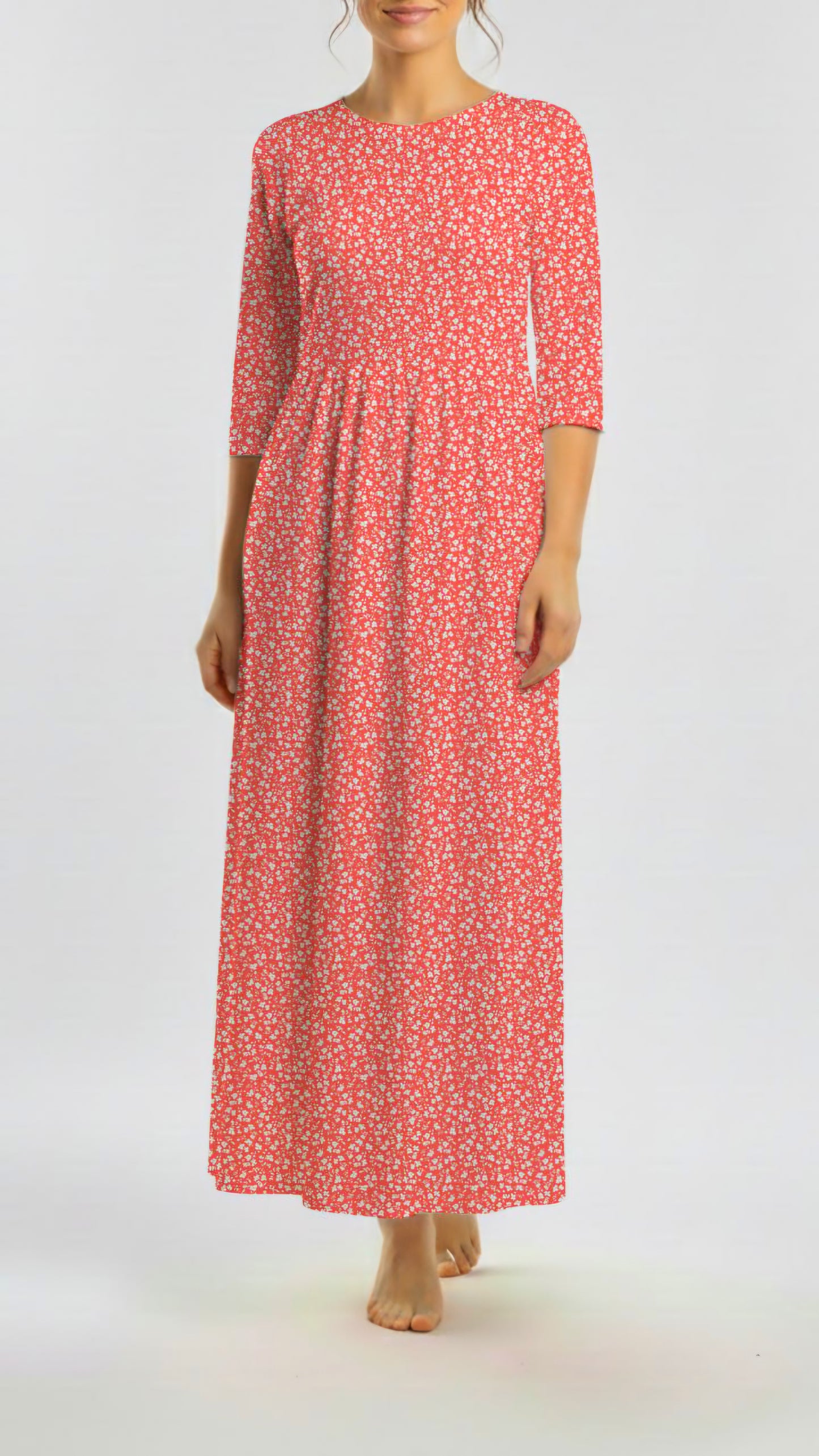 *Unique Design* Willow Ribbed Knit Ditsy Bloom Coral