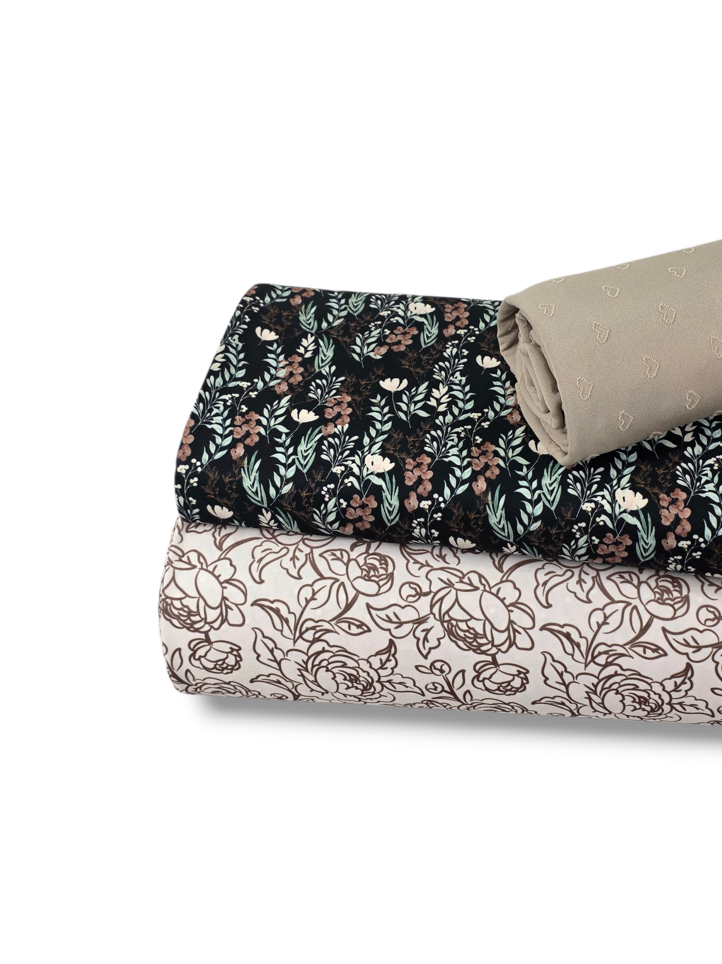 * Unique Design * Swiss Dot Knit Whispering Blooms Brown