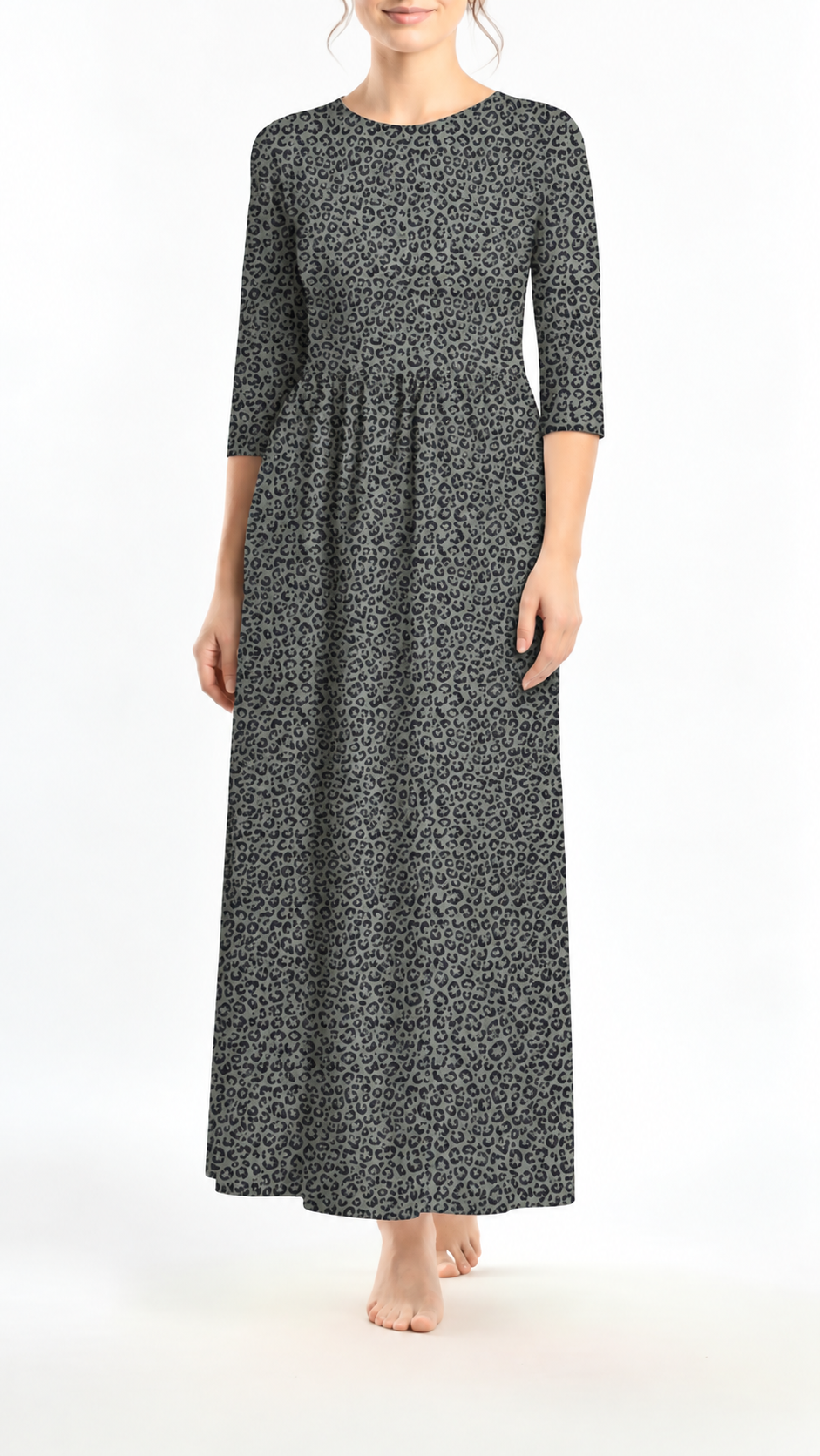 * Unique Design * Cotton Knit Leopard Neutral Dark Gray