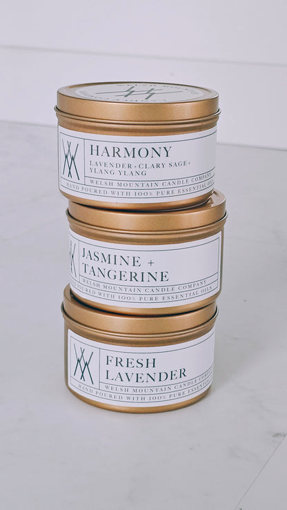 Fresh Lavender Coconut Wax Candle Gold Tin 8 Oz