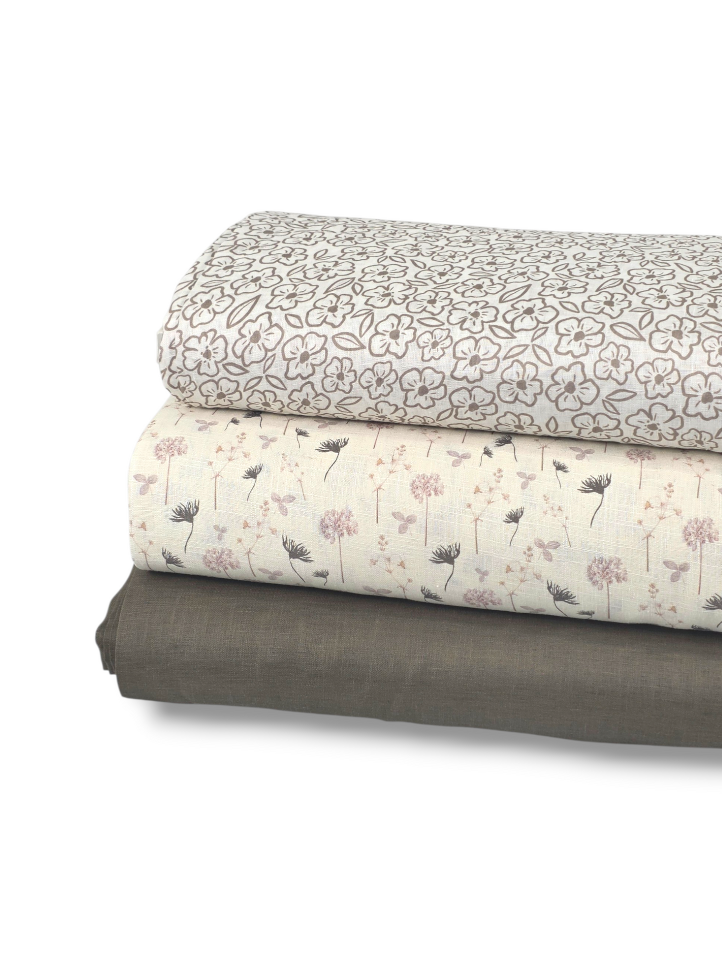*Unique Design* Linen Sketched Blooms Tan