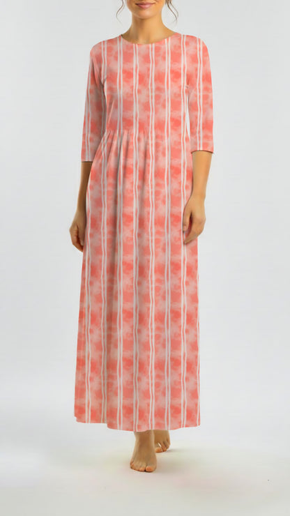 *Unique Design* Willow Ribbed Knit Watercolor Stripes Coral