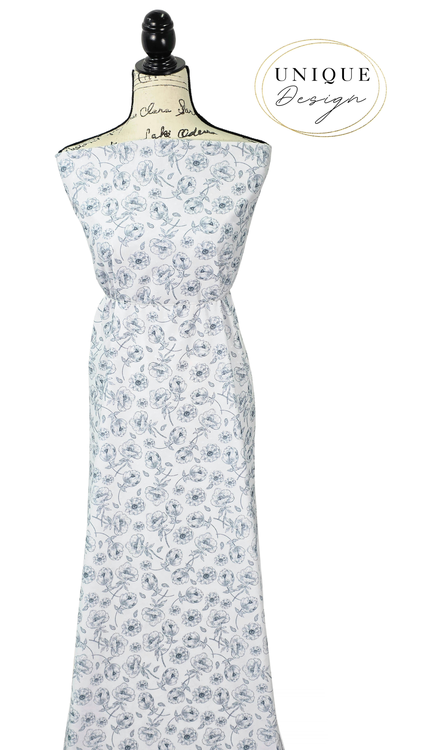 * Unique Design * Swiss Dot Knit Heirloom Floral Vintage Blue