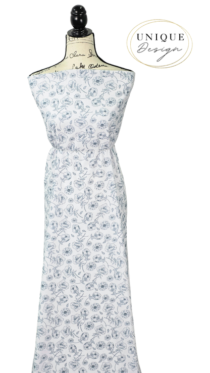 * Unique Design * Swiss Dot Knit Heirloom Floral Vintage Blue