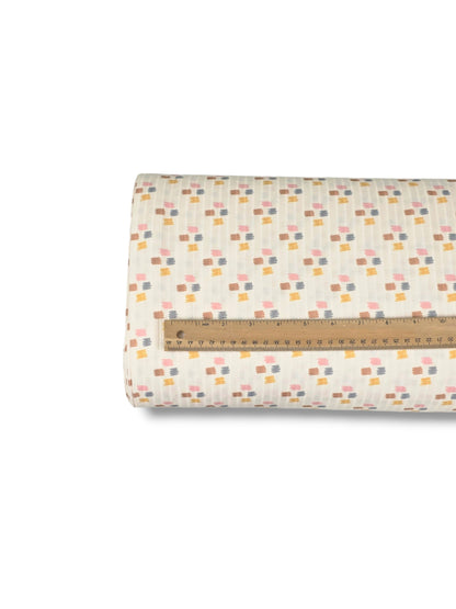 * Unique Design * Ribbed Knit Cotton Feel Canvas Strokes Cream