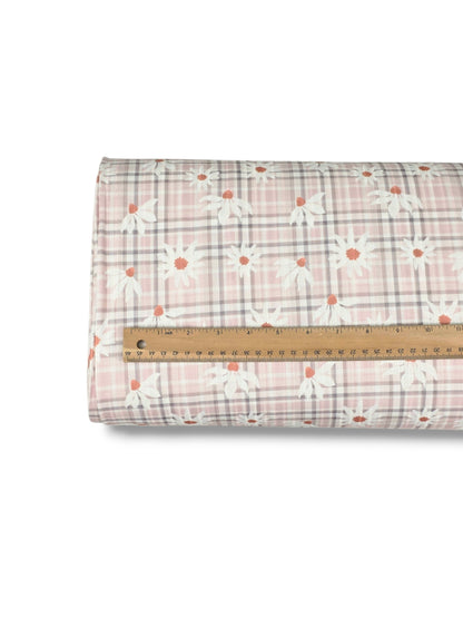 * Unique Design * Ribbed Knit Cotton Feel Daisy Plaid Pink