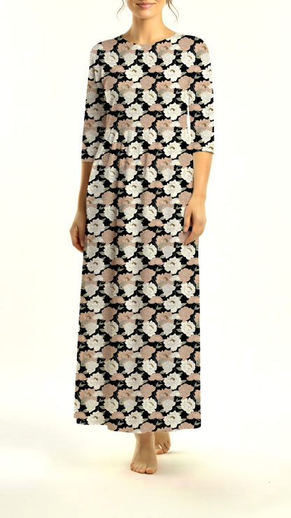 *Unique Design* Willow Ribbed Knit Heirloom Peonies Black