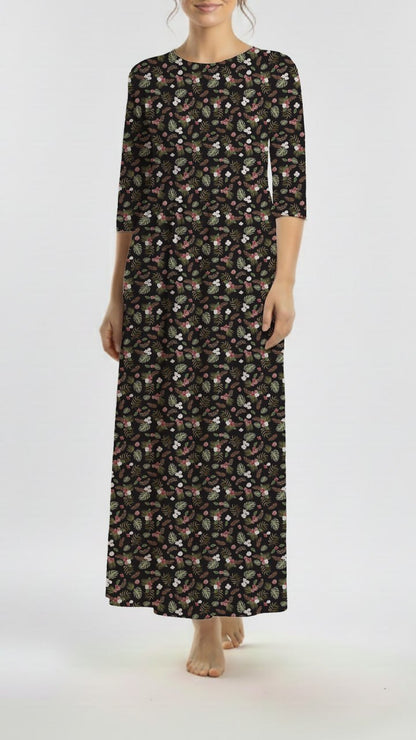 * Unique Design * Crinkled Crepe Boho Tropical Black