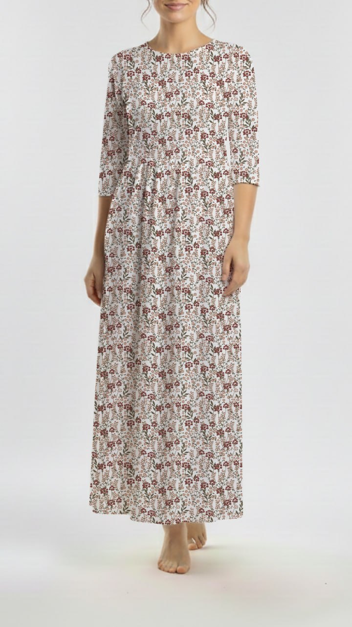 * Unique Design * Willow Ribbed Knit Simple Blooms White