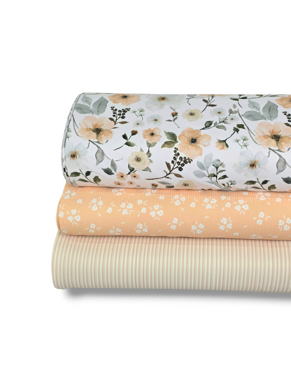 *Unique Design* Tricot Knit Vintage Peach Blossom White