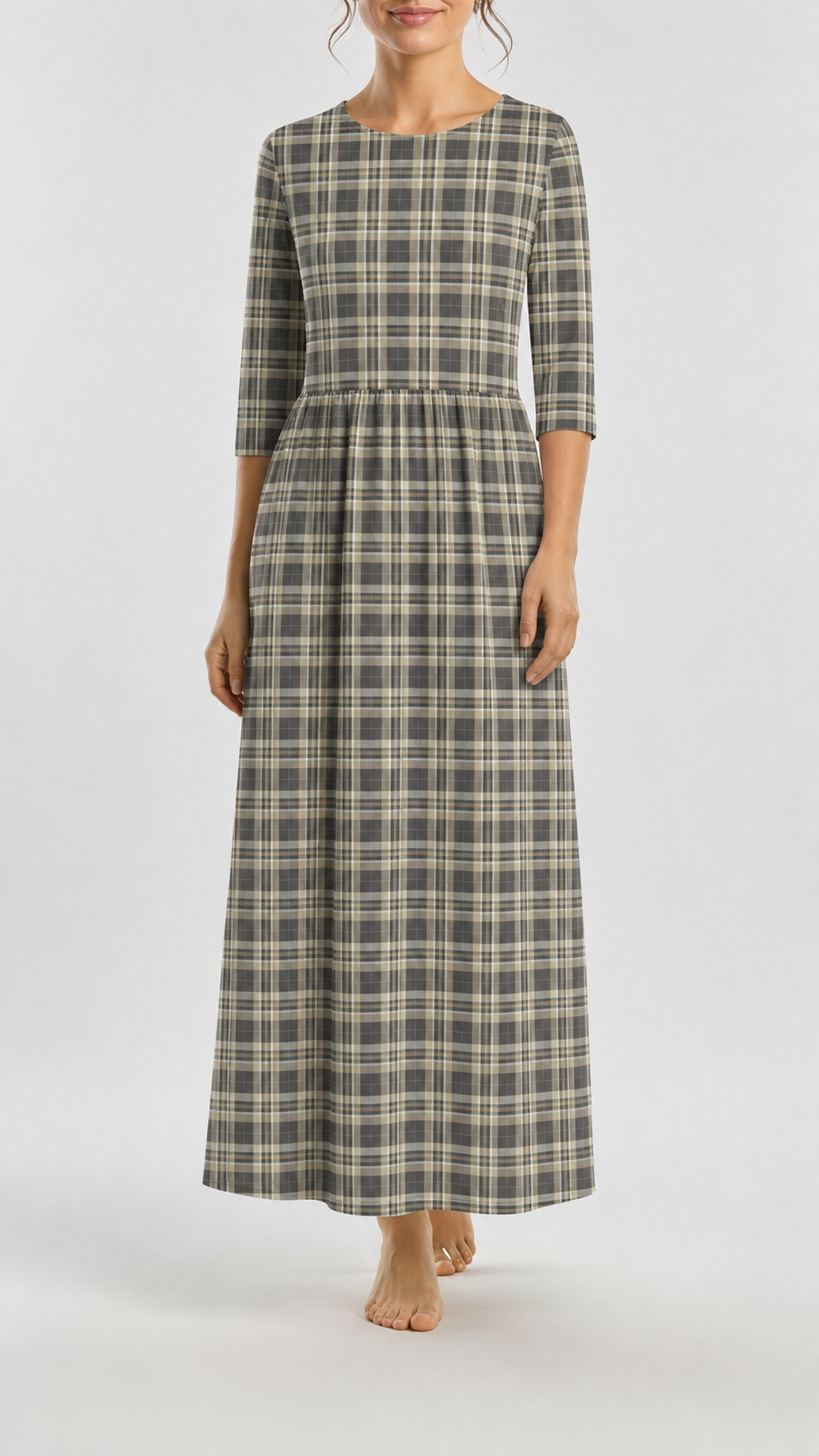 Cotton Linen Rustic Plaid Brown