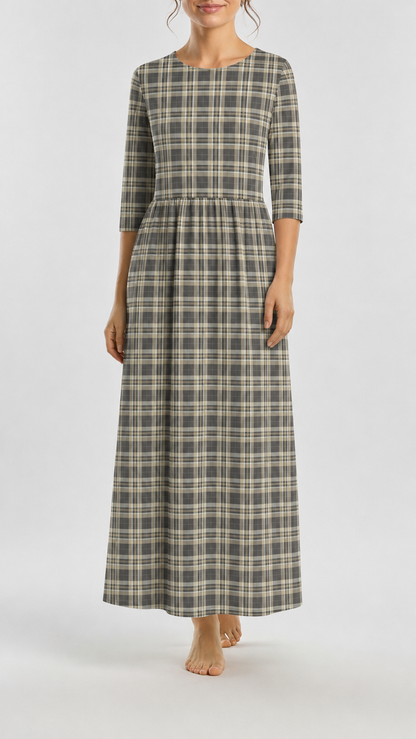 Cotton Linen Rustic Plaid Brown