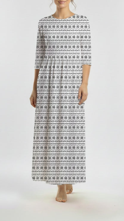 *Unique Design* Willow Ribbed Knit Desert Aztec White