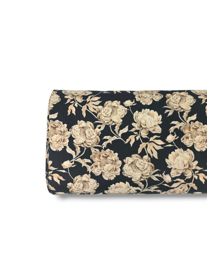 * Unique Design * Willow Ribbed Knit Rustic Floral Black