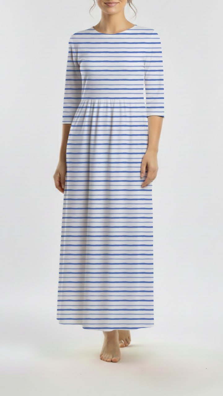 *Unique Design* Willow Ribbed Knit Seaside Stripe Blue