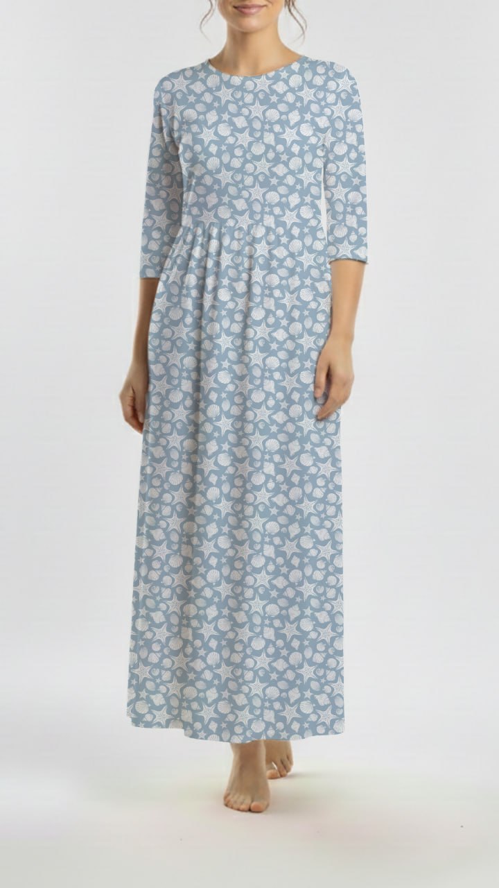 * Unique Design * Ribbed Knit Cotton Feel Seashell Serenade Sky Blue