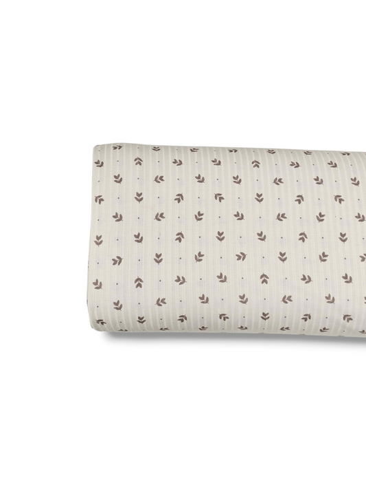 * Unique Design * Ribbed Knit Cotton Feel Moonlit Sprigs Gray