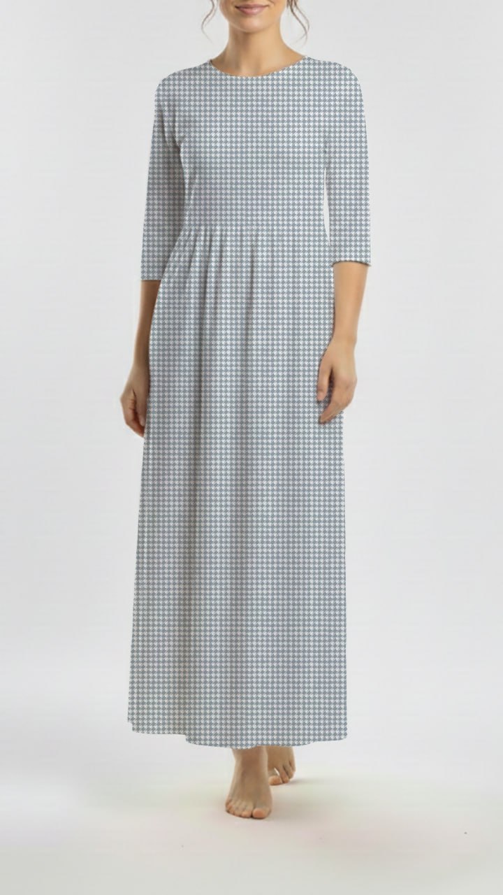 * Unique Design * Ribbed Knit Cotton Feel Summer Houndstooth  Dusty Blue